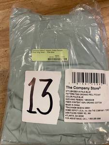 lot 13 image: Company Cotton Organic Cotton Percale Fitted King Sheet - Pale Blue, EB31-K-PALE-BLUE - NEW