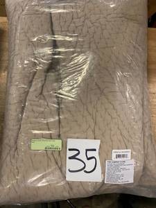lot 35 image: Company Cotton Mushroom Solid King Quilt, C3A3-K-MUSHROOM - NEW
