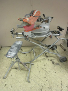 lot 301 image: RIGID SLIDING COMPOUND MITER SAW, ON COLLAPSIBLE MITER SAW UTILITY VEHICLE, WITH FLIP-TOP SUPPORTS