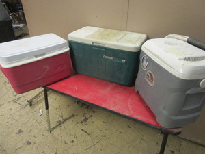 lot 349 image: COLEMAN POLY-LITE, IGLOO AND RUBBERMAID COOLERS