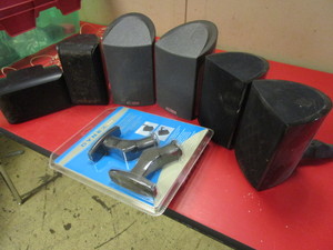 lot 353 image: POLK-AUDIO, DEFINITIVE PRO CINEMA, INSIGNIA HOME THEATER SPEAKERS, WITH MOUNTS