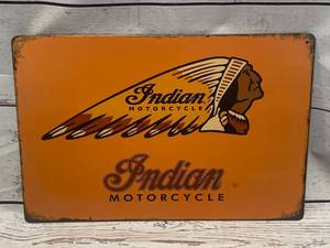 lot 36 image: Indian Motorcycle Metal Sign Apprx 8 x 12