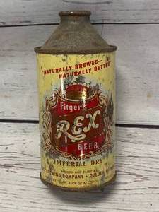 lot 37 image: Fitgers Rex Beer Cone Top Can (sold for $167 on Ebay)