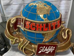 lot 49 image: Antique Schlitz 3D Sign 27 tall 34 wide