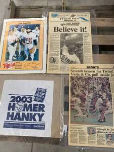 lot 50 image: Signed MN Twins Homer Hanky & Articles