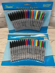 lot 65 image: Lot of 2 Black & Colored Markers (18pc sets)
