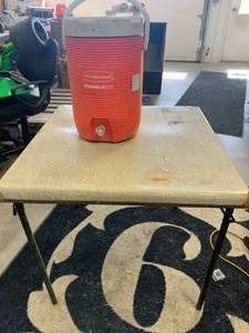 lot 66 image: Card Table & Rubbermaid Water Cooler