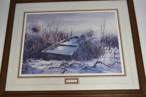 lot 14 image: Vintage Frosted Memories Framed Painting  2550