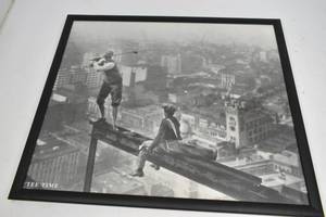 lot 15 image: Vintage TEE TIME - Golfer Teeing Off on Girder High Above City Photograph