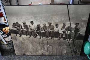 lot 16 image: New York Construction Workers on Crossbeam Wood Print