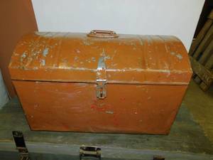 lot 2 image: Vintage Brown Metal Storage Container