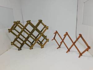 lot 49 image: Vintage Rustic Wine Rack   Vintage Accordion Coat Rack with Peg Hooks