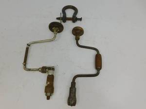 lot 53 image: 2 Vintage Hand Drills & Vintage Industrial Straight Clevis