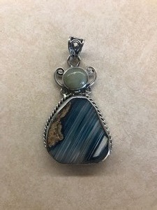 Sterling Necklace Piece with Two Different Cut Stones