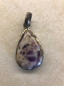 Sterling, Tier Shaped Purple Stone Necklace Piece