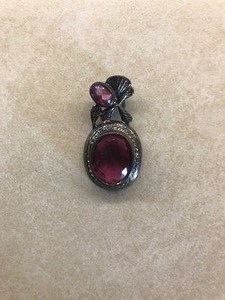 Sterling, Two Pink Cut Stones, Necklace Piece