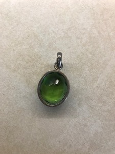 Sterling Necklace Piece, with Beautiful Green Cut Stone