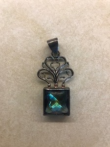 Sterling Necklace Piece, with Beautiful PurpleGreen Stone