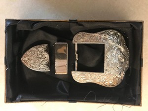 Silver Cowboy buckle Set