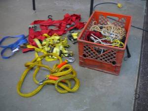 lot 79 image: Tote of Ractchet StrapesTow RopeRopesBunge Cords