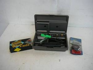 lot 183 image: Shop Items  X-acto Knife Stop watch Dremel