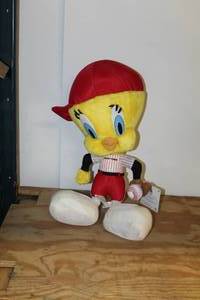 lot 74 image: Warner Bros. Looney Tunes Tweety Bird Baseball Player Stuffed Animal