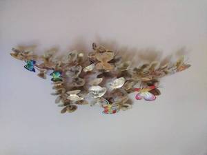 lot 1 image: Vintage Metal & Enamel Butterfly Wall Sculpture by Curtis Jere