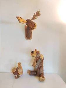 lot 62 image: Three Wooden Animals