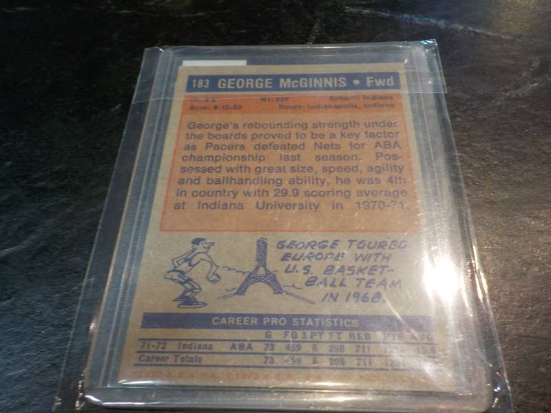 lot 12 image: 1972-73 Topps George McGinnis Card...Coin D