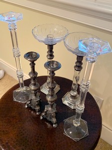 lot 27 image: Three Pairs of Decorative Candle Holders