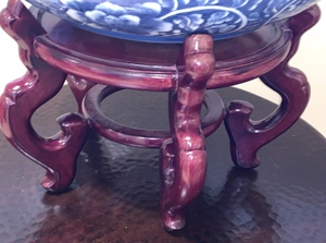 lot 37 image: Large Ceramic Bowl with Wood Base