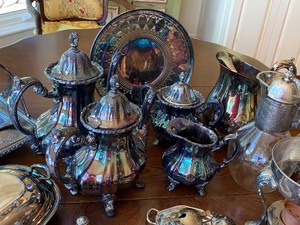 lot 128 image: Large Lot of Various Silver Plated Items With Two Sterling Pieces