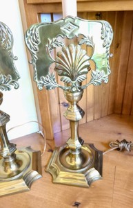 lot 148 image: Pair of Ornate Brass Table Lamps