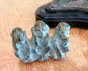 lot 152 image: Bronze Crane And Monkey Sculptures
