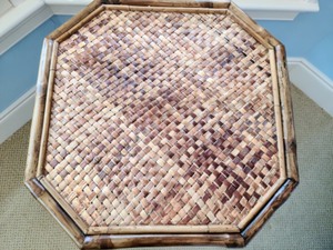lot 157 image: Woven Top Wood Accent Table