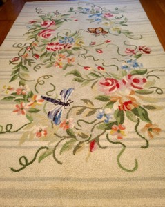 lot 171 image: Embroidered Wool Accent Rug