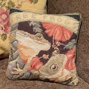 lot 55 image: Six Needlepoint Throw Pillows