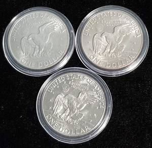 GROUP OF 3 AU-UNC EISENHOWER DOLLARS IN AIRTITES