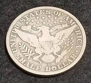 1913-S BARBER SILVER HALF DOLLAR
