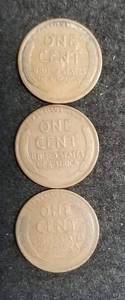 3 EARLY WHEAT CENTS 1909-VDB 1912 1915