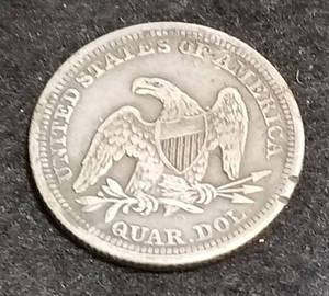 1860-O US SEATED LIBERTY QUARTER VF