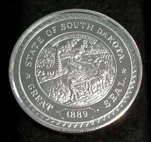 1 TROY OZ. .999 FINE SILVER SOUTH DAKOTA 1889-1989