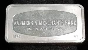 1972 FARMERS & MERCHANTS BANK HURON SD 2.08 TROY OZ .925 STERLING SILVER