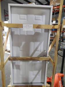 lot 30 image: 36 X 80 DB LEFT HAND OUT SWING STEEL ENTRY DOOR