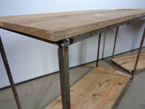 lot 15 image: 2 Metal  Wood Boutique Multi-Use Display Shelves