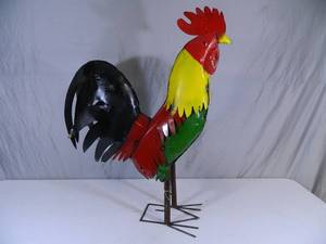 lot 18 image: New Large Recycled Metal Garden Art Rooster