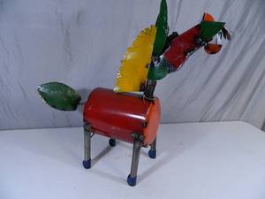 lot 26 image: New Large Recycled Metal Garden Art Donkey  Horse
