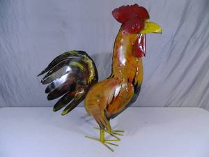 lot 33 image: New Large Recycled Metal Garden Art Rooster