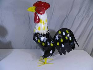 lot 37 image: New Large Recycled Metal Garden Art Rooster