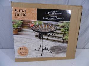 lot 46 image: New in Box Mosaic Tile Bird Bath